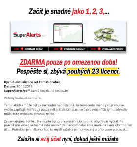 Informace o SuperAlertsPro na webových stránkách