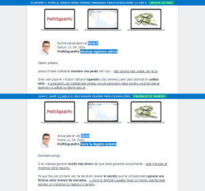 Srovnání české a španělské verze Profit Signals Pro