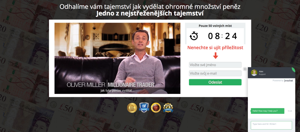 Web projektu Millioner Trader