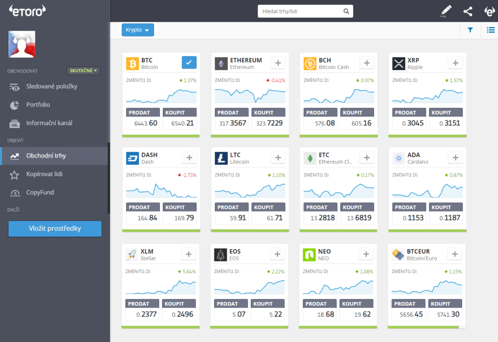 eToro - platforma brokera 